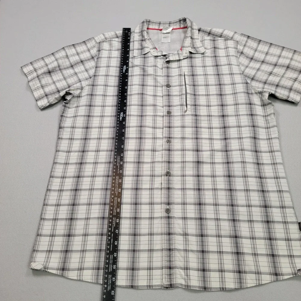 Men's The North Face Plaid Vented Button Down Shirt,‎ White/Grey, XL, Preowned